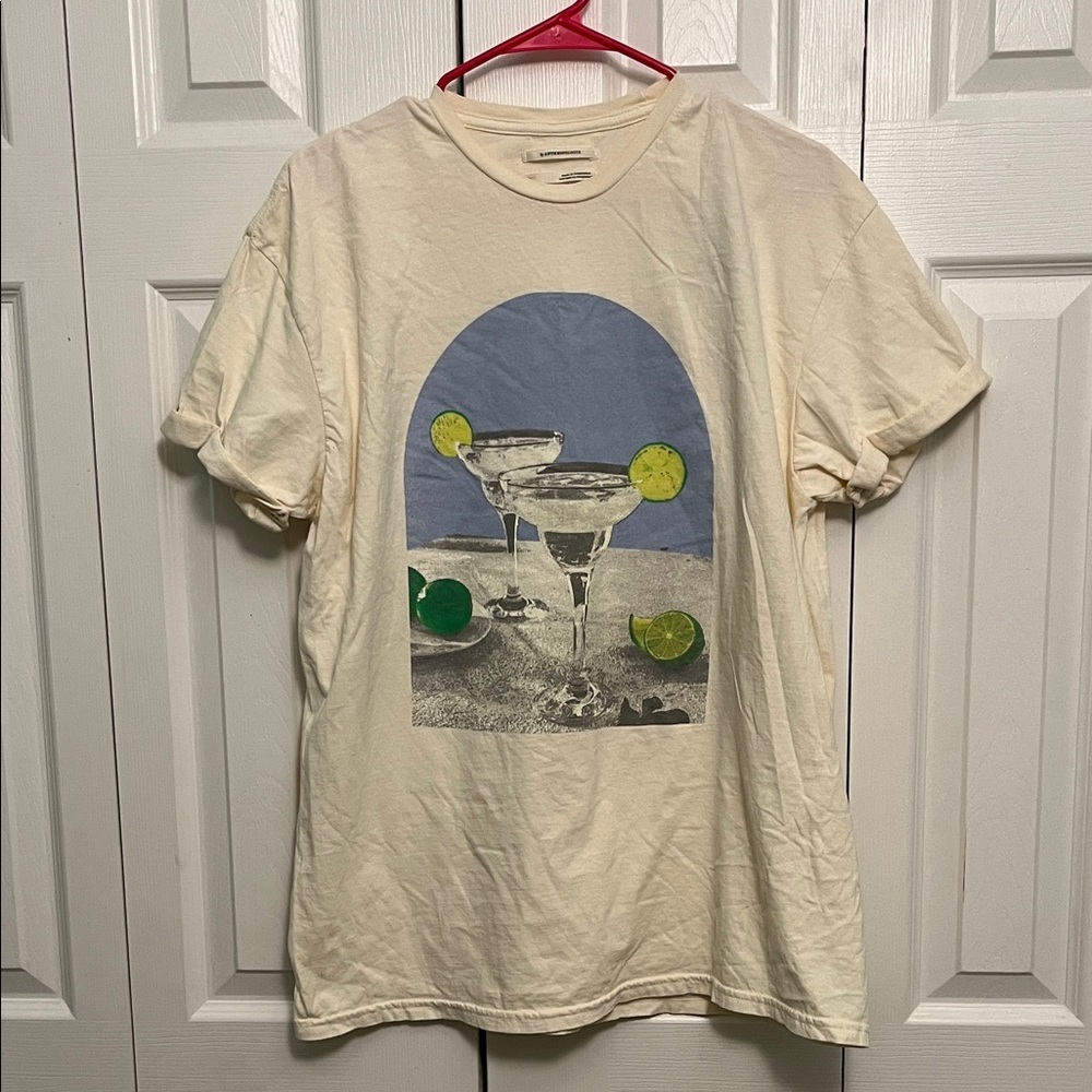 Anthropologie Cream Tee with Graphic Design